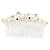 Bridal/ Wedding/ Prom/ Party Rhodium Plated Clear Crystal Simulated Pearl Double Butterfly Hair Comb - 95mm - view 2