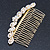 Bridal/ Wedding/ Prom/ Party Gold Plated Clear Crystal, Light Cream Faux Pearl Hair Comb - 95mm