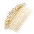 Bridal/ Wedding/ Prom/ Party Gold Plated Clear Crystal, Light Cream Faux Pearl Hair Comb - 95mm - view 11