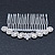 Bridal/ Wedding/ Prom/ Party Rhodium Plated Clear Crystal, Light Cream Faux Pearl Hair Comb - 95mm