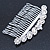 Bridal/ Wedding/ Prom/ Party Rhodium Plated Clear Crystal, Light Cream Faux Pearl Hair Comb - 95mm - view 2