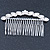 Bridal/ Wedding/ Prom/ Party Rhodium Plated Clear Crystal, Light Cream Faux Pearl Hair Comb - 95mm - view 9