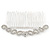Bridal/ Wedding/ Prom/ Party Rhodium Plated Clear Crystal, Light Cream Faux Pearl Hair Comb - 95mm - view 3