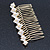 Bridal/ Wedding/ Prom/ Party Gold Plated Clear Crystal, Simulated Pearl Hair Comb - 95mm - view 7