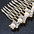 Bridal/ Wedding/ Prom/ Party Gold Plated Clear Crystal, Simulated Pearl Hair Comb - 95mm - view 2