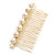 Bridal/ Wedding/ Prom/ Party Gold Plated Clear Crystal, Simulated Pearl Hair Comb - 95mm - view 4