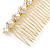 Bridal/ Wedding/ Prom/ Party Gold Plated Clear Crystal, Simulated Pearl Hair Comb - 95mm - view 5
