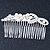 Bridal/ Wedding/ Prom/ Party Rhodium Plated Clear Austrian Crystal, Simulated Pearl Floral Hair Comb - 85mm - view 6
