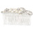 Bridal/ Wedding/ Prom/ Party Rhodium Plated Clear Austrian Crystal, Simulated Pearl Floral Hair Comb - 85mm - view 7