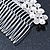 Bridal/ Wedding/ Prom/ Party Rhodium Plated Clear Crystal, Simulated Pearl 'Double Peacock' Hair Comb - 95mm - view 5