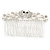 Bridal/ Wedding/ Prom/ Party Rhodium Plated Clear Crystal, Simulated Pearl 'Double Peacock' Hair Comb - 95mm - view 2