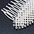 Bridal/ Wedding/ Prom/ Party Rhodium Plated Clear Austrian Crystal, Light Cream Simulated Pearl 'Oval' Hair Comb - 90mm - view 5
