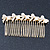 Bridal/ Wedding/ Prom/ Party Gold Plated Clear Austrian Crystal, Light Cream Simulated Pearl Bow Hair Comb - 90mm - view 2
