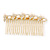 Bridal/ Wedding/ Prom/ Party Gold Plated Clear Austrian Crystal, Light Cream Simulated Pearl Bow Hair Comb - 90mm - view 4
