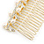 Bridal/ Wedding/ Prom/ Party Gold Plated Clear Austrian Crystal, Light Cream Simulated Pearl Bow Hair Comb - 90mm - view 7