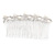 Bridal/ Wedding/ Prom/ Party Rhodium Plated Clear Austrian Crystal, Light Cream Simulated Pearl Bow Hair Comb - 90mm - view 7
