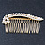 Bridal/ Wedding/ Prom/ Party Gold Plated Clear Crystal, Simulated Pearl Leaf Hair Comb - 95mm - view 7