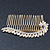 Bridal/ Wedding/ Prom/ Party Gold Plated Clear Crystal, Simulated Pearl Leaf Hair Comb - 95mm - view 8