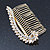 Bridal/ Wedding/ Prom/ Party Gold Plated Clear Crystal, Simulated Pearl Leaf Hair Comb - 95mm - view 6