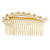 Bridal/ Wedding/ Prom/ Party Gold Plated Clear Crystal, Simulated Pearl Leaf Hair Comb - 95mm - view 9