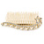 Bridal/ Wedding/ Prom/ Party Gold Plated Clear Crystal, Simulated Pearl Leaf Hair Comb - 95mm - view 2