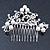 Bridal/ Wedding/ Prom/ Party Rhodium Plated Clear Crystal, White Simulated Glass Pearl Asymmetrical Hair Comb - 95mm - view 10