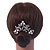 Bridal/ Wedding/ Prom/ Party Rhodium Plated Clear Crystal, White Simulated Glass Pearl Asymmetrical Hair Comb - 95mm - view 3