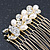 Bridal/ Wedding/ Prom/ Party Gold Plated Clear Crystal, Simulated Pearl 'Peacock' Hair Comb - 50mm - view 4