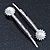 2 Bridal/ Prom Crystal, Simulated Pearl 'Daisy Flower' Hair Grips/ Slides In Rhodium Plating - 60mm Across - view 7