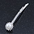 2 Bridal/ Prom Crystal, Simulated Pearl 'Daisy Flower' Hair Grips/ Slides In Rhodium Plating - 60mm Across - view 5
