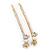2 Bridal/ Prom Long Crystal, Simulated Pearl 'Bow' Hair Grips/ Slides In Gold Plating - 85mm Across - view 8