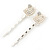 2 Teen Simulated Pearl, Crystal 'Kitty' Hair Grips/ Slides In Rhodium Plating - 55mm Across - view 2