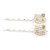 2 Teen Simulated Pearl, Crystal 'Kitty' Hair Grips/ Slides In Rhodium Plating - 55mm Across - view 8