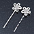 2 Bridal/ Prom Crystal, Simulated Pearl 'Open Daisy' Hair Grips/ Slides In Rhodium Plating - 60mm Across - view 9