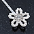 2 Bridal/ Prom Crystal, Simulated Pearl 'Open Daisy' Hair Grips/ Slides In Rhodium Plating - 60mm Across - view 4