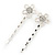 2 Bridal/ Prom Crystal, Simulated Pearl 'Open Daisy' Hair Grips/ Slides In Rhodium Plating - 60mm Across - view 2