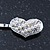 2 Bridal/ Prom Crystal, Simulated Pearl 'Heart' Hair Grips/ Slides In Rhodium Plating - 55mm Across - view 9