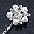 2 Bridal/ Prom Crystal, Simulated Pearl 'Flower' Hair Grips/ Slides In Rhodium Plating - 55mm Across - view 4