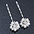 2 Bridal/ Prom Crystal, Simulated Pearl 'Flower' Hair Grips/ Slides In Rhodium Plating - 55mm Across