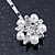 2 Bridal/ Prom Crystal, Simulated Pearl 'Flower' Hair Grips/ Slides In Rhodium Plating - 55mm Across - view 5