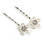 2 Bridal/ Prom Crystal, Simulated Pearl 'Open Rose' Hair Grips/ Slides In Rhodium Plating - 60mm Across - view 4