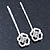 2 Bridal/ Prom Crystal, Simulated Pearl 'Open Rose' Hair Grips/ Slides In Rhodium Plating - 60mm Across - view 9