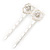 2 Bridal/ Prom Crystal, Simulated Pearl 'Open Rose' Hair Grips/ Slides In Rhodium Plating - 60mm Across - view 8