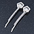 2 Bridal/ Prom Crystal, Simulated Pearl 'Filigree Flower' Hair Grips/ Slides In Rhodium Plating - 55mm Across - view 7