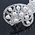 Bridal Wedding Prom Silver Tone Simulated Pearl Diamante 'Asymmetrical Butterfly' Barrette Hair Clip Grip - 65mm Across - view 5