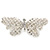 Bridal Wedding Prom Silver Tone Simulated Pearl Diamante 'Butterfly' Barrette Hair Clip Grip - 75mm Across - view 2