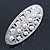 Bridal Wedding Prom Silver Tone Simulated Pearl Diamante 'Buckle' Barrette Hair Clip Grip - 65mm Across - view 7