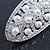Bridal Wedding Prom Silver Tone Simulated Pearl Diamante 'Buckle' Barrette Hair Clip Grip - 65mm Across - view 5