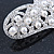 Bridal Wedding Prom Silver Tone Simulated Pearl Diamante 'Heart' Barrette Hair Clip Grip - 65mm Across - view 5