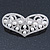 Bridal Wedding Prom Silver Tone Simulated Pearl Diamante 'Heart' Barrette Hair Clip Grip - 65mm Across